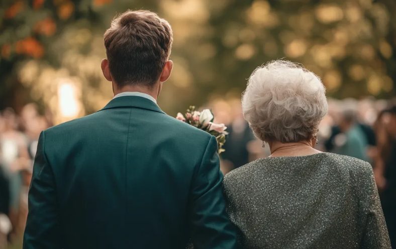 De verloofde van mijn stiefzoon zei tegen mij: “Alleen echte moeders mogen vooraan zitten” – dus keek ik naar de bruiloft vanaf de achterste rij… tot mijn jongen zich omdraaide.
