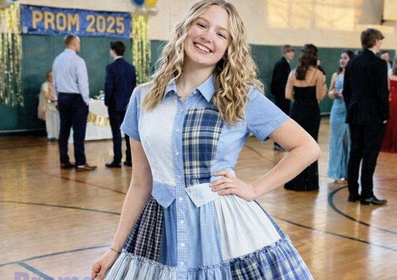 Ze maakte van de werkhemden van haar vader een jurk voor het schoolbal — wat er die avond gebeurde, schokte de hele school.