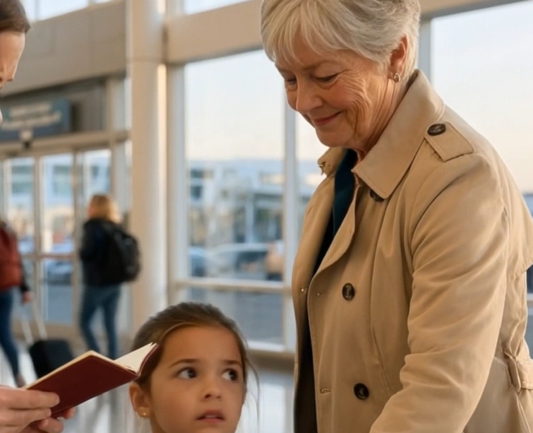 Mijn dochters paspoorthoesje was leeg op de luchthaven — en toen glimlachte oma alsof ze had gewonnen
