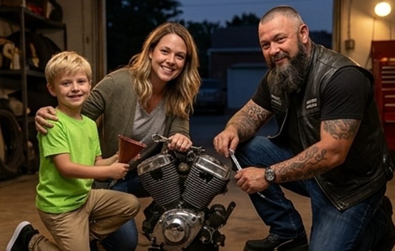 Mijn 7-jarige zoon rende in de armen van een enorme, bebaarde motorrijder – toen zei hij: “Ik denk dat je het zo zult ontdekken”