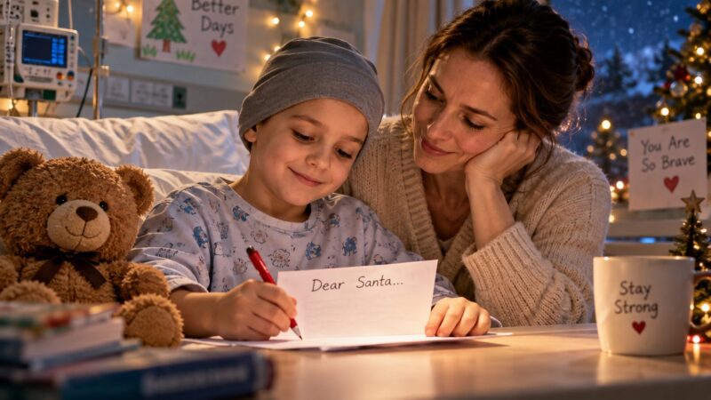 Mijn man verliet ons nadat de artsen zeiden dat de kanker van onze zoon niet meer te genezen was – dagen later vond ik een geheime brief aan de kerstman, en diezelfde avond nam ik een beslissing die alles veranderde