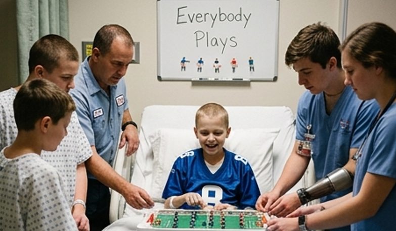 We namen onze stervende tienjarige zoon mee naar zijn laatste voetbalwedstrijd — toen zei de stadionomroeper dat we ons moesten omdraaien