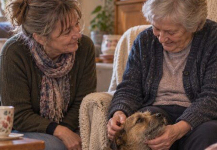 Iedereen dacht dat het kleine hondje dat buiten de supermarkt was vastgebonden gevaarlijk was — totdat een vrouw op haar knieën ging zitten en ontdekte wat ze wanhopig probeerde te beschermen