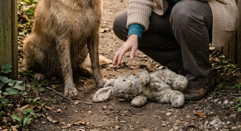 EEN VREEMDE HOND ZAT ELKE DAG EEN JAAR LANG BIJ HET GRAF VAN MIJN OVERLEDEN ZOON — TOT HIJ OP EEN DAG MET EEN SPEELGOEDJE IN ZIJN BEK NAAR MIJN TUIN KWAM
