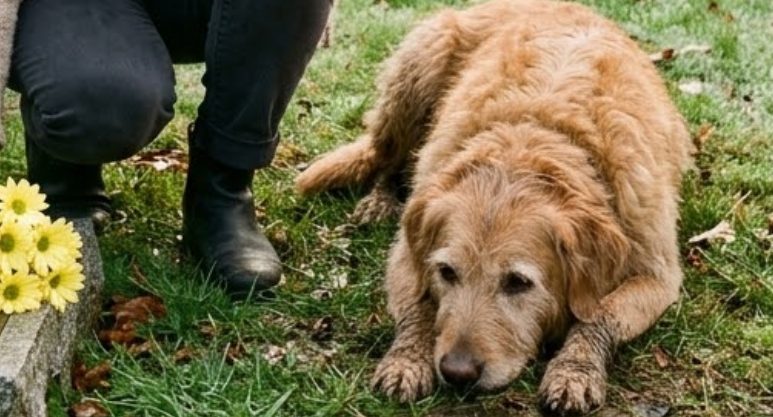 EEN VREEMDE HOND ZAT ELKE DAG EEN JAAR LANG BIJ HET GRAF VAN MIJN OVERLEDEN ZOON — TOT HIJ OP EEN DAG MET EEN SPEELGOEDJE IN ZIJN BEK NAAR MIJN TUIN KWAM