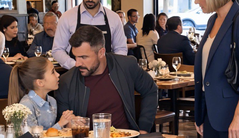 Ik was kip aan het snijden voor mijn achtjarige dochter toen de restaurantmanager naar onze tafel kwam, een blik wierp op mijn modderige laarzen en kil zei: ‘Mensen zoals u horen niet in dit gedeelte te zitten.’