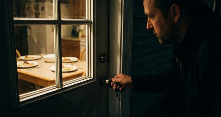 Mijn zesjarige neefje fluisterde: ‘Verstop je buiten’ – enkele minuten later opende zijn vader mijn achterdeur met mijn reservesleutel