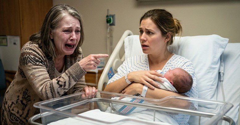 Mijn schoonmoeder werd lijkbleek toen ze onze pasgeboren baby zag – daarna wees ze naar een klein vlekje op haar armpje